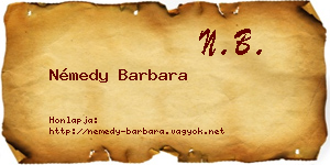 Némedy Barbara névjegykártya